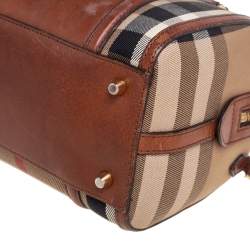 Pre Owned Burberry Beige/Brown House Check Canvas Small Alchester Satchel 