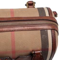 Pre Owned Burberry Beige/Brown House Check Canvas Small Alchester Satchel 