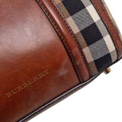 Pre Owned Burberry Beige/Brown House Check Canvas Small Alchester Satchel 