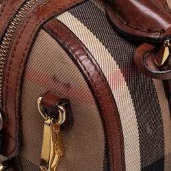 Pre Owned Burberry Beige/Brown House Check Canvas Small Alchester Satchel 