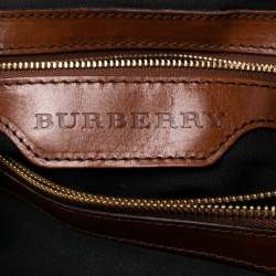 Pre Owned Burberry Brown House Check Canvas Medium Bridle Gosford Hobo