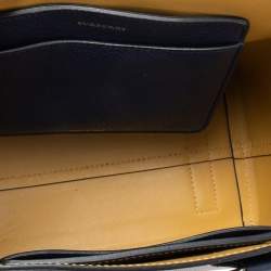 Pre Owned Burberry Navy Blue Leather Small Belt Tote