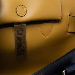 Pre Owned Burberry Navy Blue Leather Small Belt Tote