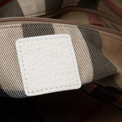 مملوكة مسبقًا Burberry White/Grey Leather And Fabric Tote