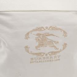 مملوكة مسبقًا Burberry White/Grey Leather And Fabric Tote