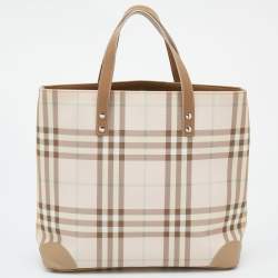 مملوكة مسبقًا Burberry Light Pink/Beige Nova Check Coated Canvas And Leather Tote