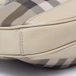 Pre Owned Burberry Grey Smoked Check PVC and Leather Small Brooklyn Hobo