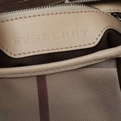 Pre Owned Burberry Grey Smoked Check PVC and Leather Small Brooklyn Hobo