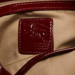 Pre Owned Burberry Red/Beige Nova Check PVC And Patent Leather Brooke Hobo