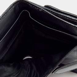 Pre Owned Burberry Black/Grey Beat Check Nylon And Patent Leather Penrose Compact Wallet