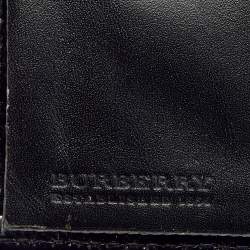 Pre Owned Burberry Black/Grey Beat Check Nylon And Patent Leather Penrose Compact Wallet