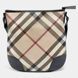 مملوكة مسبقًا Burberry Beige/Black Super Nova Check Coated Canvas And Patent Leather Dryden Crossbody Bag