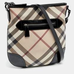 مملوكة مسبقًا Burberry Beige/Black Super Nova Check Coated Canvas And Patent Leather Dryden Crossbody Bag