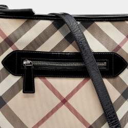 مملوكة مسبقًا Burberry Beige/Black Super Nova Check Coated Canvas And Patent Leather Dryden Crossbody Bag
