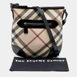 مملوكة مسبقًا Burberry Beige/Black Super Nova Check Coated Canvas And Patent Leather Dryden Crossbody Bag