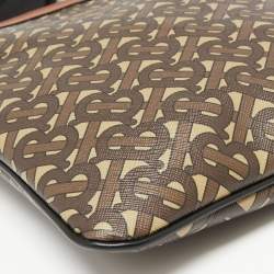 Burberry Brown/Tan TB Monogram Coated Canvas and Leather Messenger Bag