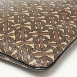 Burberry Brown/Tan TB Monogram Coated Canvas and Leather Messenger Bag