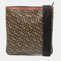 Burberry Brown/Tan TB Monogram Coated Canvas and Leather Messenger Bag