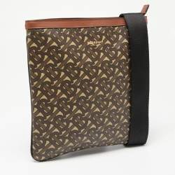 Burberry Brown/Tan TB Monogram Coated Canvas and Leather Messenger Bag