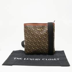 Burberry Brown/Tan TB Monogram Coated Canvas and Leather Messenger Bag