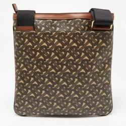 Burberry Brown/Tan TB Monogram Coated Canvas and Leather Messenger Bag