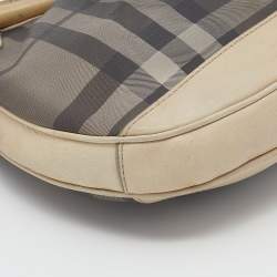 Pre Owned Burberry Beige Coated Canvas And Leather Small Brooklyn Hobo