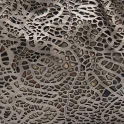 Pre Owned Burberry Metallic Taupe Laser Cut Leather and Coated Canvas Tote