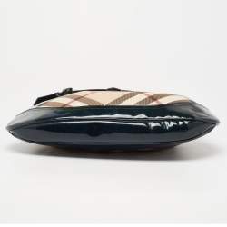 Pre Owned Burberry Blue/Beige Super Nova Check PVC And Patent Leather Brooke Hobo