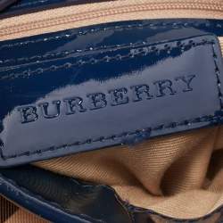 Pre Owned Burberry Blue/Beige Super Nova Check PVC And Patent Leather Brooke Hobo