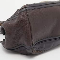 مملوكة مسبقًا Burberry Dark Brown Brogue Leather Tassel Satchel