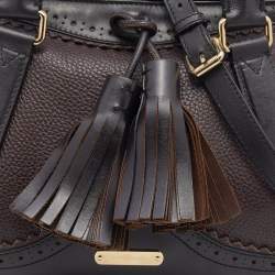 مملوكة مسبقًا Burberry Dark Brown Brogue Leather Tassel Satchel