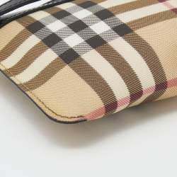 مملوكة مسبقًا Burberry Beige Nova Check Coated Canvas Wristlet Clutch
