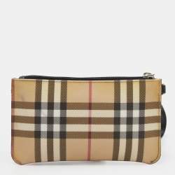 مملوكة مسبقًا Burberry Beige Nova Check Coated Canvas Wristlet Clutch