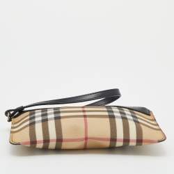 مملوكة مسبقًا Burberry Beige Nova Check Coated Canvas Wristlet Clutch