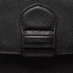 Pre Owned Burberry Black/Beige Leather And House Check Fabric Small Camberley Top Handle Bag