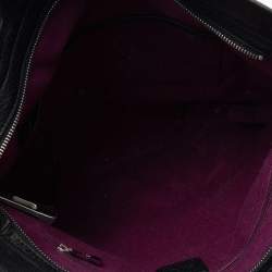 Pre Owned حقيبة يد توتس بربري ستويل جلد وكانفاس كاروهات بيت أسود/أبيض 