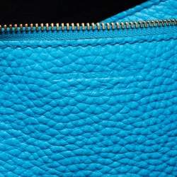 مملوكة مسبقًا Burberry Neon Blue Leather Remington Shopper Tote