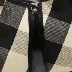 Pre Owned Burberry Black/Beige Mega Check Canvas and Leather Kensington Bag