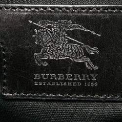 Pre Owned Burberry Black/Beige Mega Check Canvas and Leather Kensington Bag