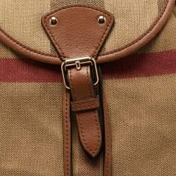 Burberry Beige Check Canvas And Leather Chiltern Drawstring Backpack