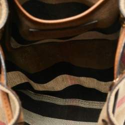 Burberry Beige Check Canvas And Leather Chiltern Drawstring Backpack