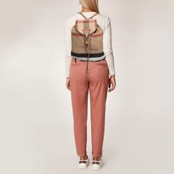 Burberry Beige Check Canvas And Leather Chiltern Drawstring Backpack