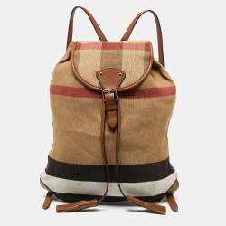 Burberry Check Cotton Canvas and Leather Backpack Large Birch Brown in  Canvas/Leather with Silver-tone - US