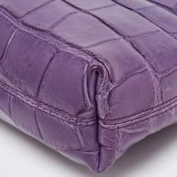 Burberry Purple Alligator Small Kendal Foldover Clutch 