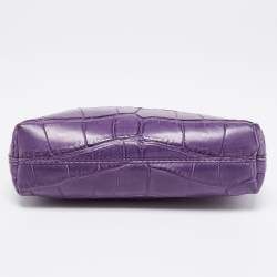 Burberry Purple Alligator Small Kendal Foldover Clutch 