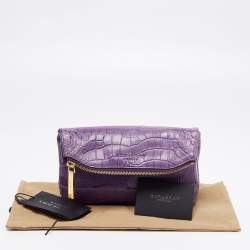Burberry Purple Alligator Small Kendal Foldover Clutch 