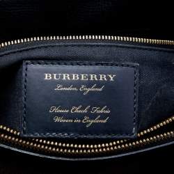 Burberry Black Leather and House Check Canvas Camberley Top Handle Bag