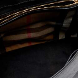 Burberry Black Leather and House Check Canvas Camberley Top Handle Bag