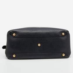 Burberry Black Leather and House Check Canvas Camberley Top Handle Bag