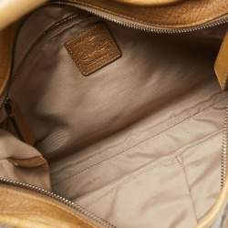 Pre Owned Burberry Beige Embossed Nova Check Coated Canvas Brooklyn Hobo